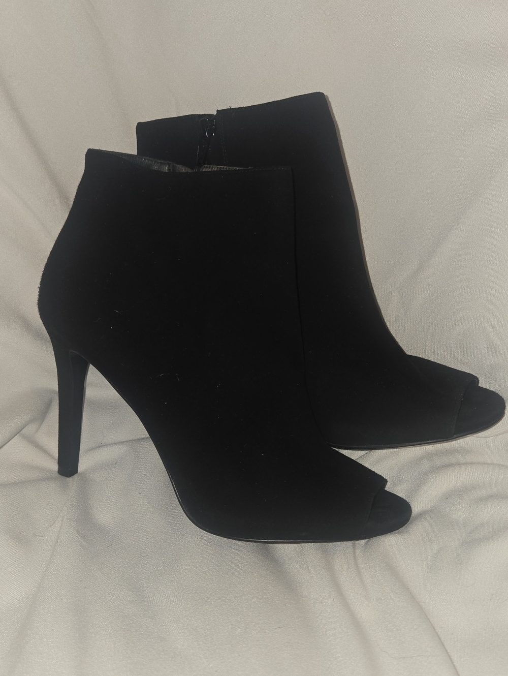 MICHAEL Michael Kors Black Suede Peep-Toe Ankle Booties